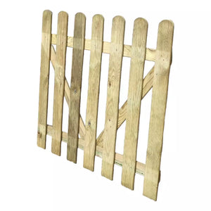 Cancello steccato in legno recinzione 100 x 80 cm 6 lamelle 15x90 mm in pino impregnato