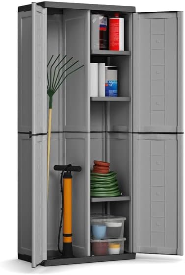 Armadio portascope Keter Jolly esterno interno 68x39x166 cm Grigio con ripiani regolabili