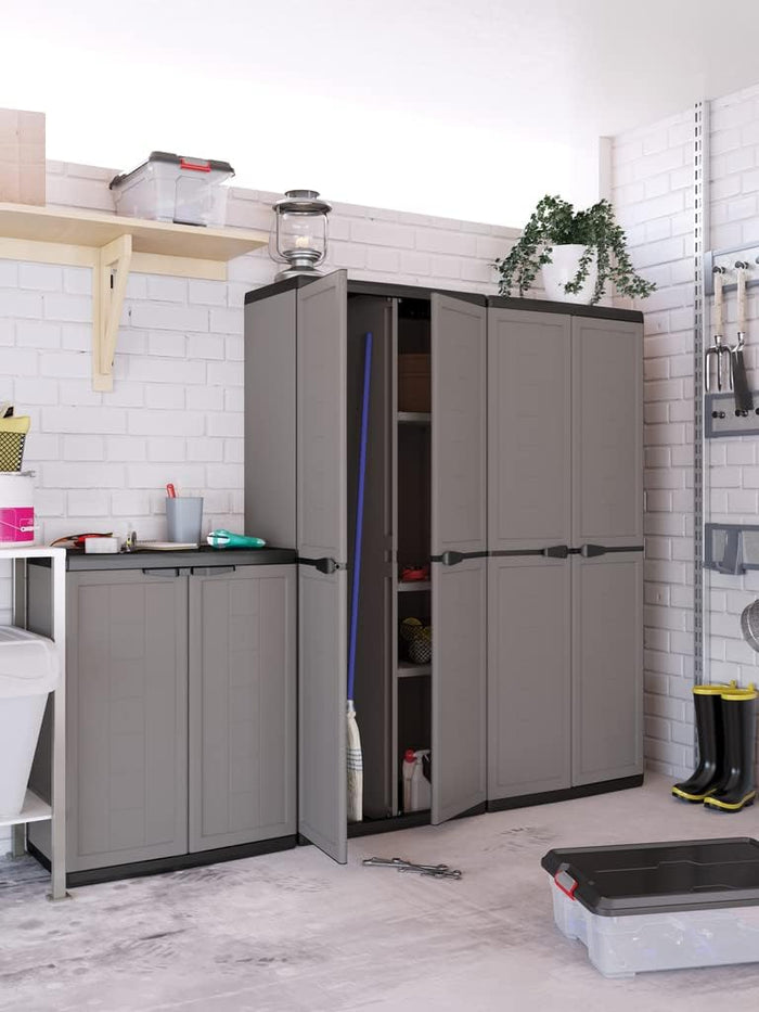 Armadio portascope Keter Jolly esterno interno 68x39x166 cm Grigio con ripiani regolabili