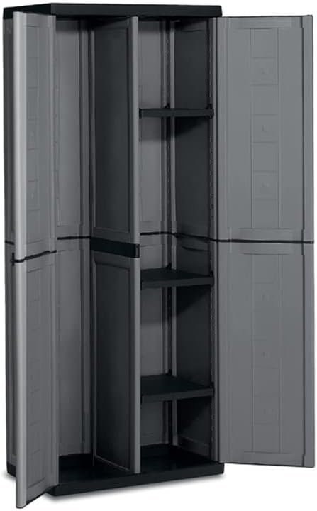 Armadio portascope Keter Jolly esterno interno 68x39x166 cm Grigio con ripiani regolabili