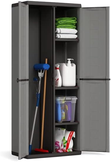 Armadio portascope Keter Jolly esterno interno 68x39x166 cm Grigio con ripiani regolabili