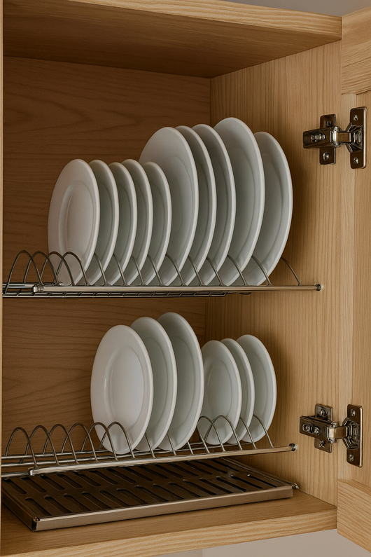 Scolapiatti e scolabicchieri in acciaio inox con vaschetta – 60 cm