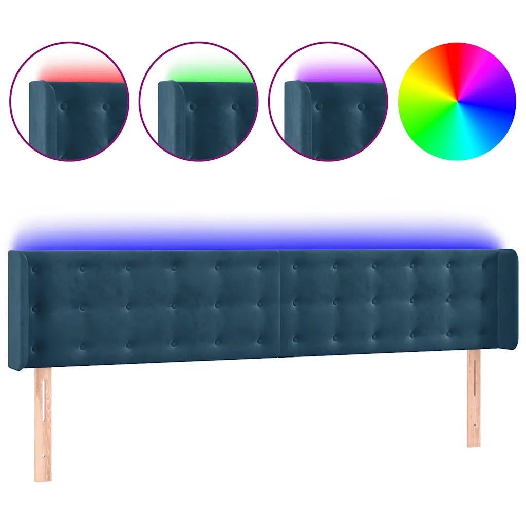 Testiera a LED Blu Scuro 163x16x78/88 cm in Vellutocod mxl 97874