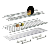 Scolapiatti per pensile in acciaio cromato 56 cm con vaschetta raccogligocce