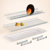 Scolapiatti per pensile in acciaio cromato 56 cm con vaschetta raccogligocce
