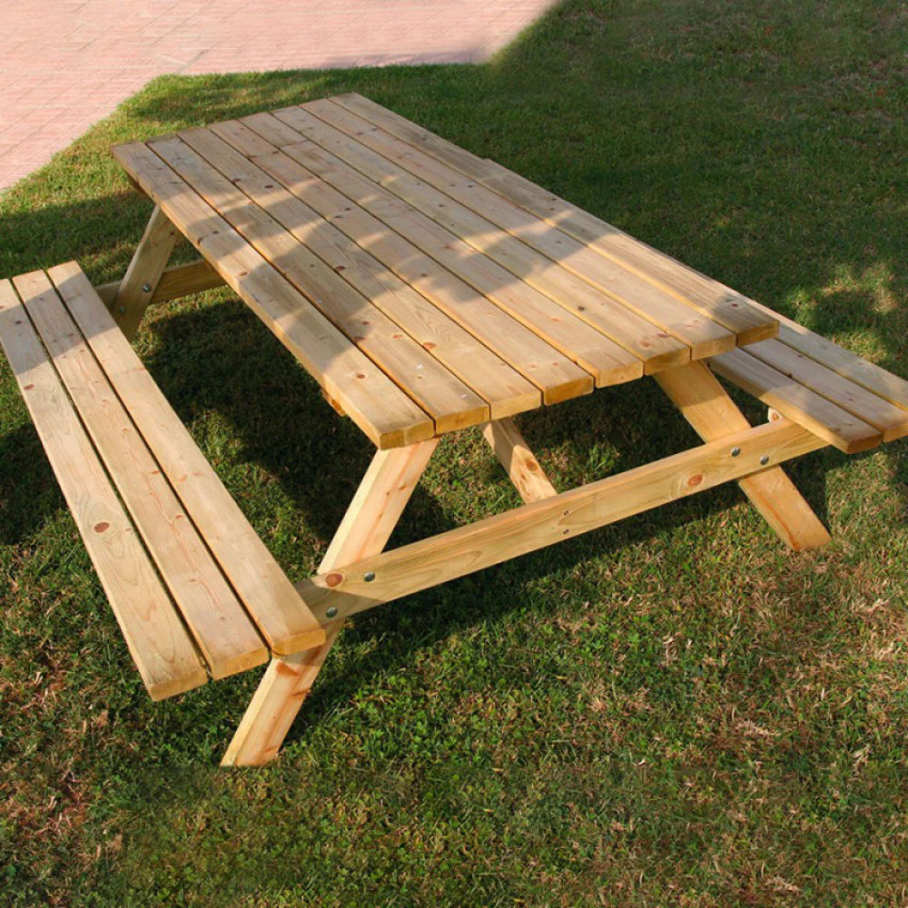 Tavolo da picnic in legno con 2 panche – 180x70x71 cm – Pino impregnato