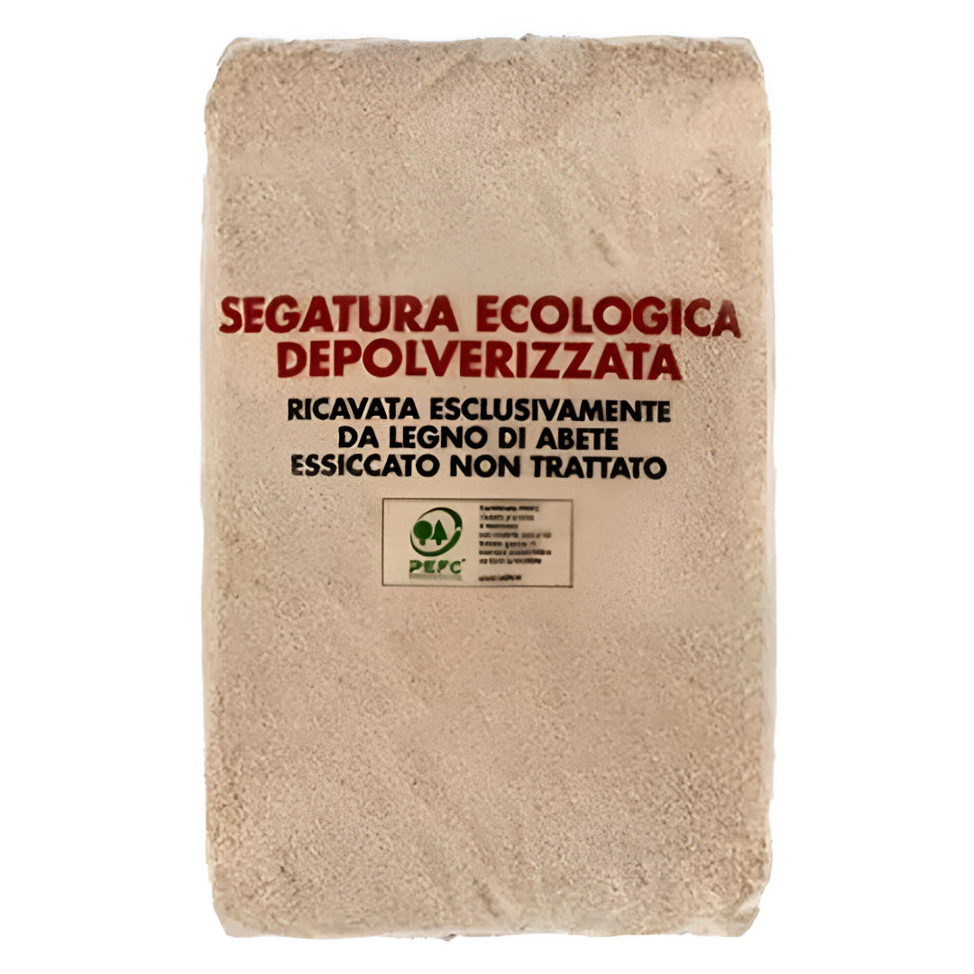 Segatura ecologica multiuso depolverizzata in abete essiccato – Sacco 50 litri