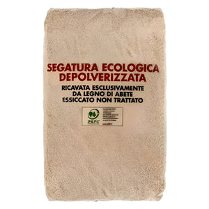 Segatura ecologica multiuso depolverizzata in abete essiccato – Sacco 50 litri