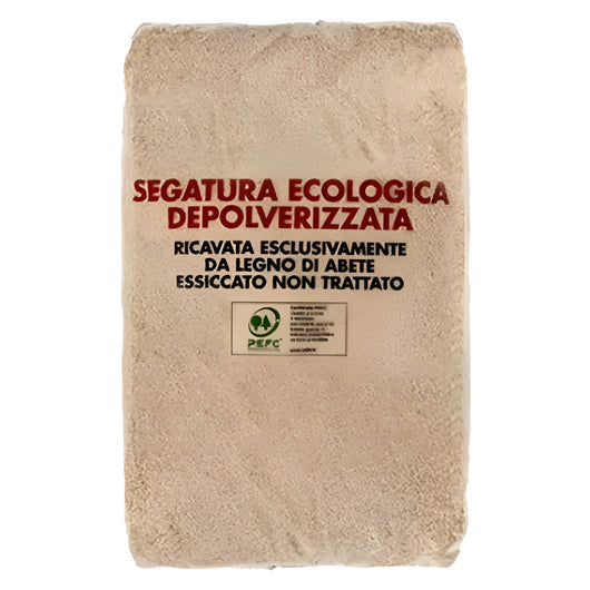 Segatura ecologica multiuso depolverizzata in abete essiccato – Sacco 50 litri
