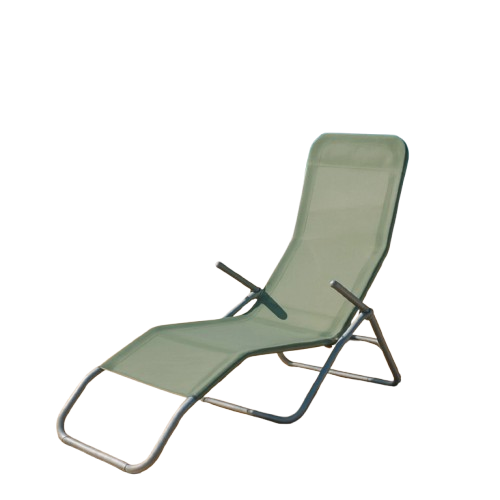 Sedia sdraio chaise longue Riviera – Struttura in acciaio e textilene verde – 140x60x96 cm