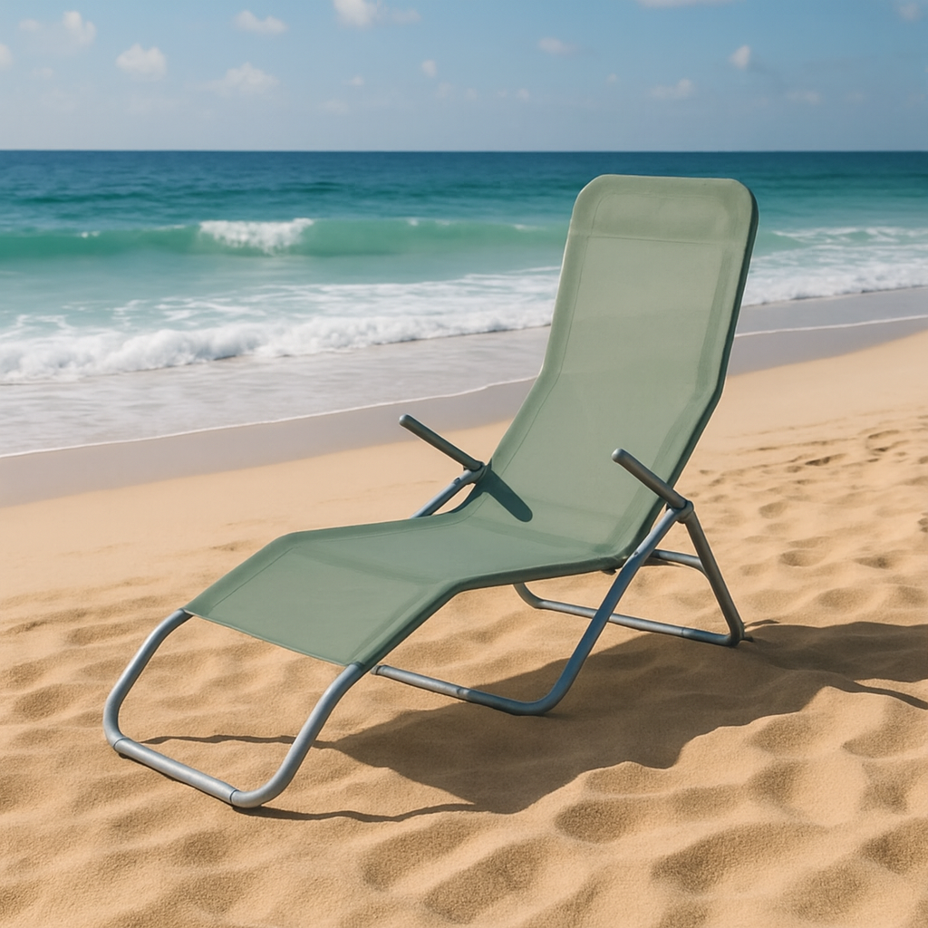 Sedia sdraio chaise longue Riviera – Struttura in acciaio e textilene verde – 140x60x96 cm