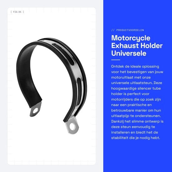 Sostegno per Silenziatore a Uscita Universale a Mezza Circonferenza - Supporto per Silenziatore di Uscita - Supporto per Tubo - Fissaggio Facile - Dimensioni 32x2,7 cm - Beugola per Uscita