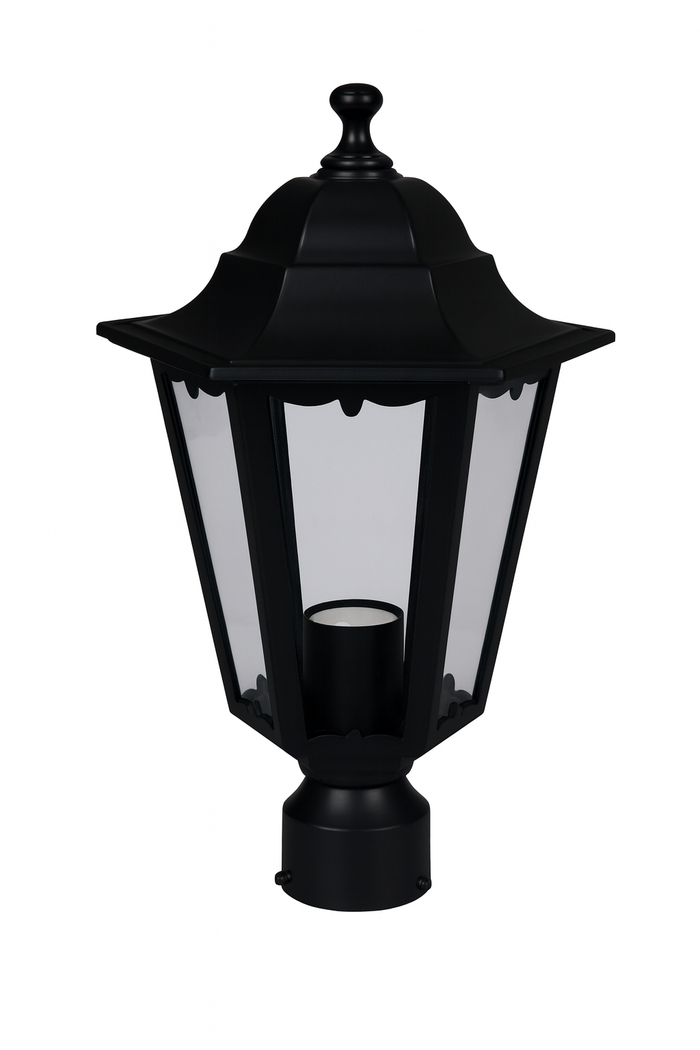 Lanterna da palo modello Berlino Ø60 mm – 60W IP44 – 192x192x356 mm – Nero – Syntesy