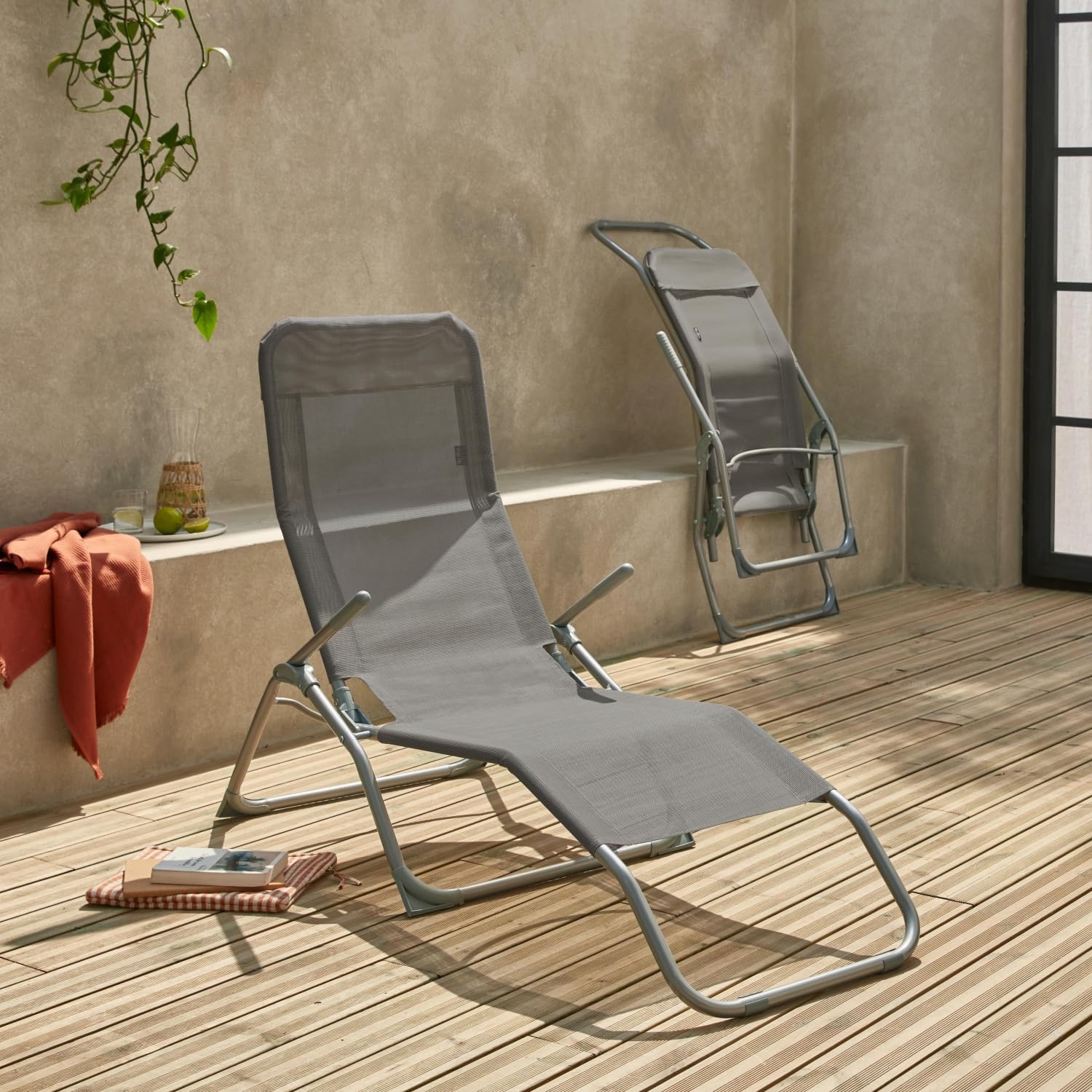 Lettino a dondolo Rocking in ferro con tessuto textilene – 59x103x160 cm – Vette