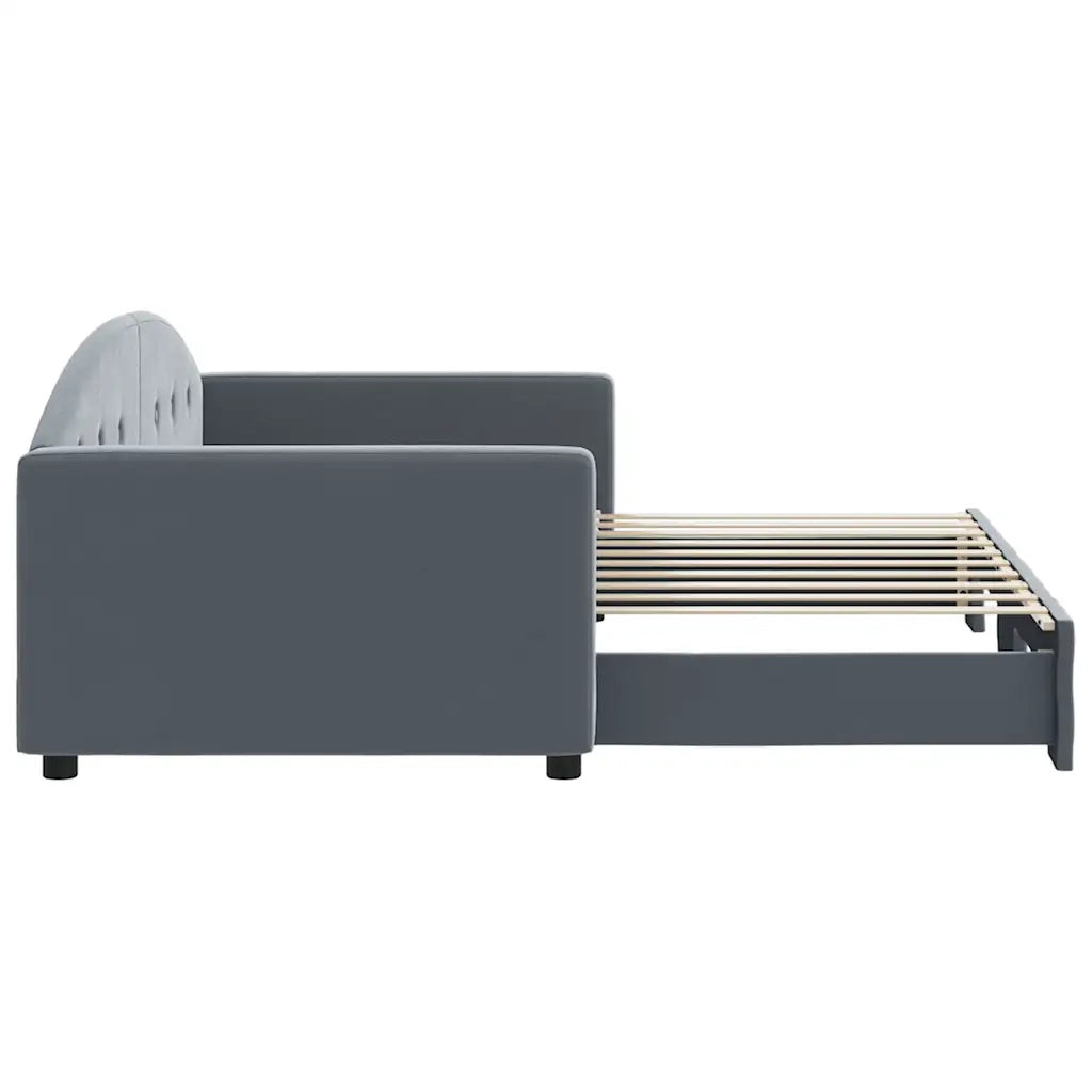 Divano Letto con Letto Estraibile Grigio Scuro 90x190cm Velluto