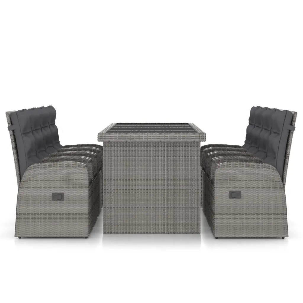 Set da Pranzo da Esterno 9 pz con Cuscini in Polyrattan Grigio 3059340