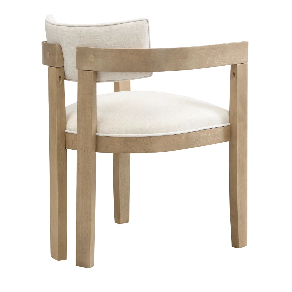 Sedie da Pranzo in Legno Massello ¨C MINIMAL ¨C Set 6 Pezzi, Tessuto Lino, Naturale, Moderno