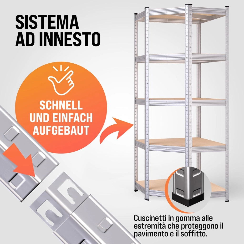 ® Scaffale Angolare Metallo 2625kg 15 Ripiani MDF Scaffalatura Metallica Scaffale Alta Portata Angolo Scaffali