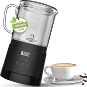Frostante elettrico con contenitore in vetro - 100% Libero da BPA - 4 Modalità & Whisk di ricambio - Macchina per cioccolata elettrica - Dispositivo di frostante - Riscaldatore di latte