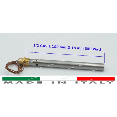 CANDELETTA ACCENSIONE RESISTENZA STUFA PELLET 350 WATT 190 MM Ø 18 1/2 62707 (Ø 1/2 200 mm 350W Ø 18)