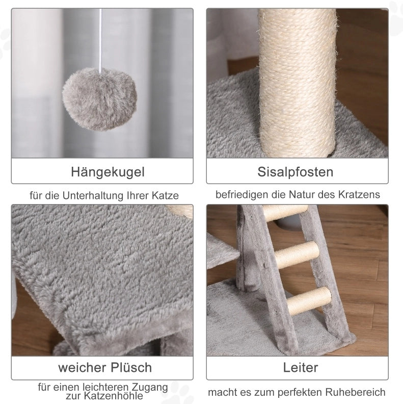 Tiragraffi multilivello per gatti 120 cm grigio chiaro