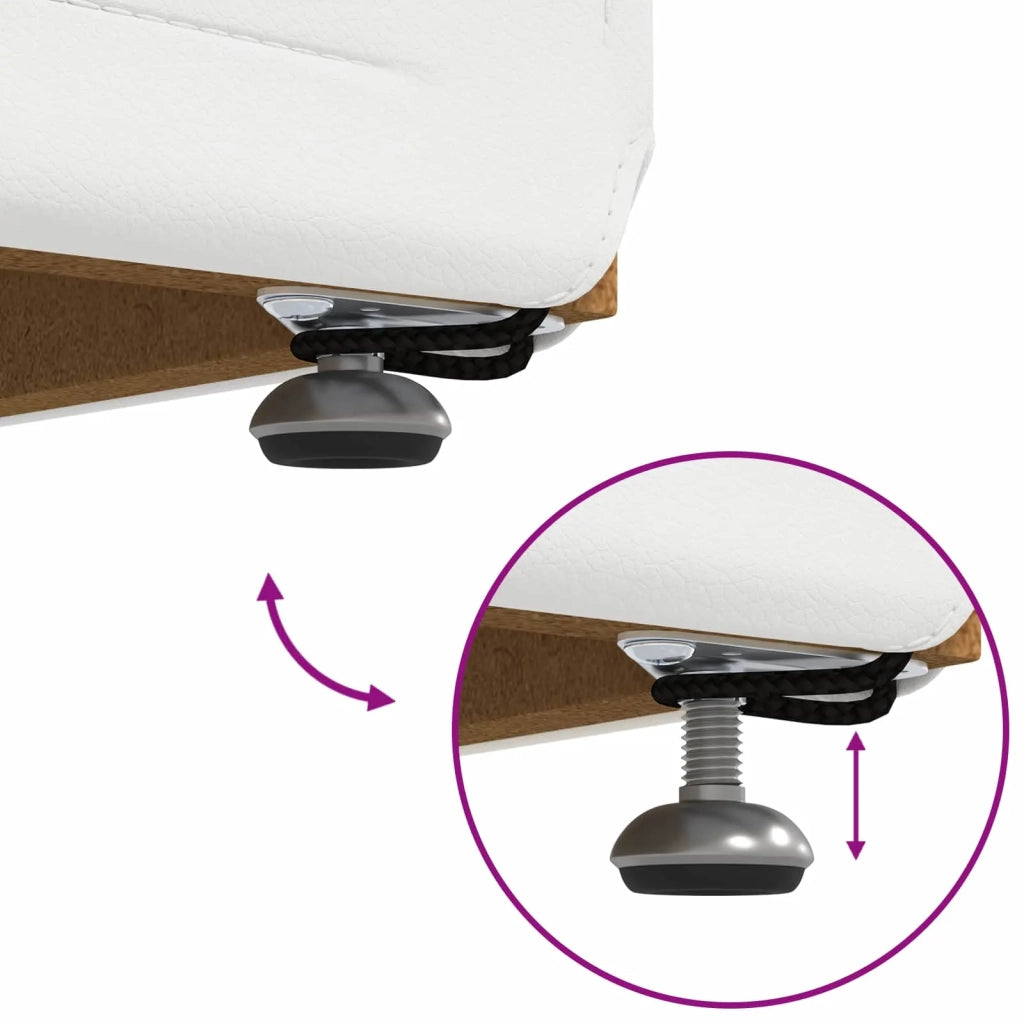 Pouf Bianco Pelle Sintetica e Legno Ingegnerizzato