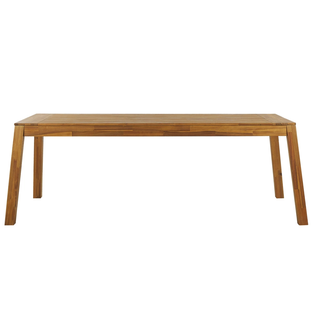Set da pranzo da giardino 5 pezzi in legno di acacia laminato tavolo rettangolare panca 3 sedie stile rustico design moderno