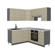 Vicco Cucina angolare completa Pannello in rovere/antracite 160 x 190 cm , PL Marmo