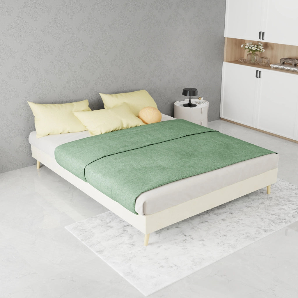 LETTO 140x200 cm Beige in Tessuto e Metallo, Struttura Moderna