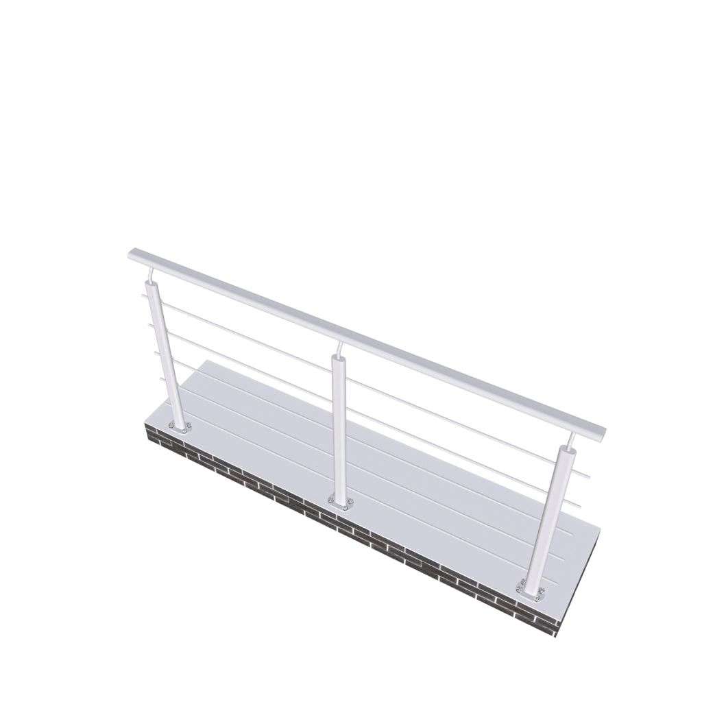Ringhiera Parapetto in Alluminio Argento Opaco 200x100cm per interni ed esterni a Fissaggio a Pavimento
