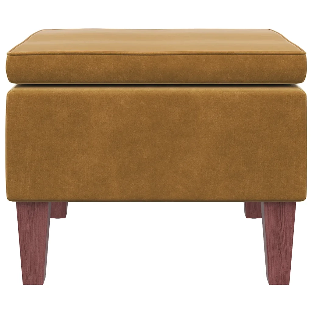 Poggiapiedi con Gambe in Legno Marrone in Velluto 329465