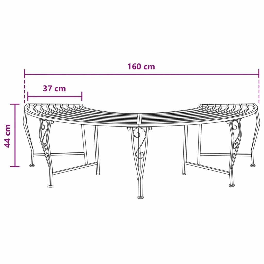 Panchina per Alberi 4-Numero di posti 160 x 80 x 44 cm Acciaio 42029510