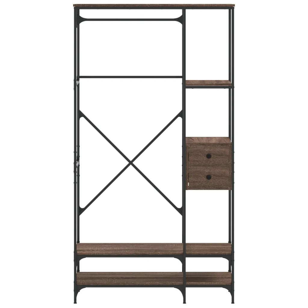 Appendiabiti con Scaffali Rovere Marrone in Legno Multistrato 847863