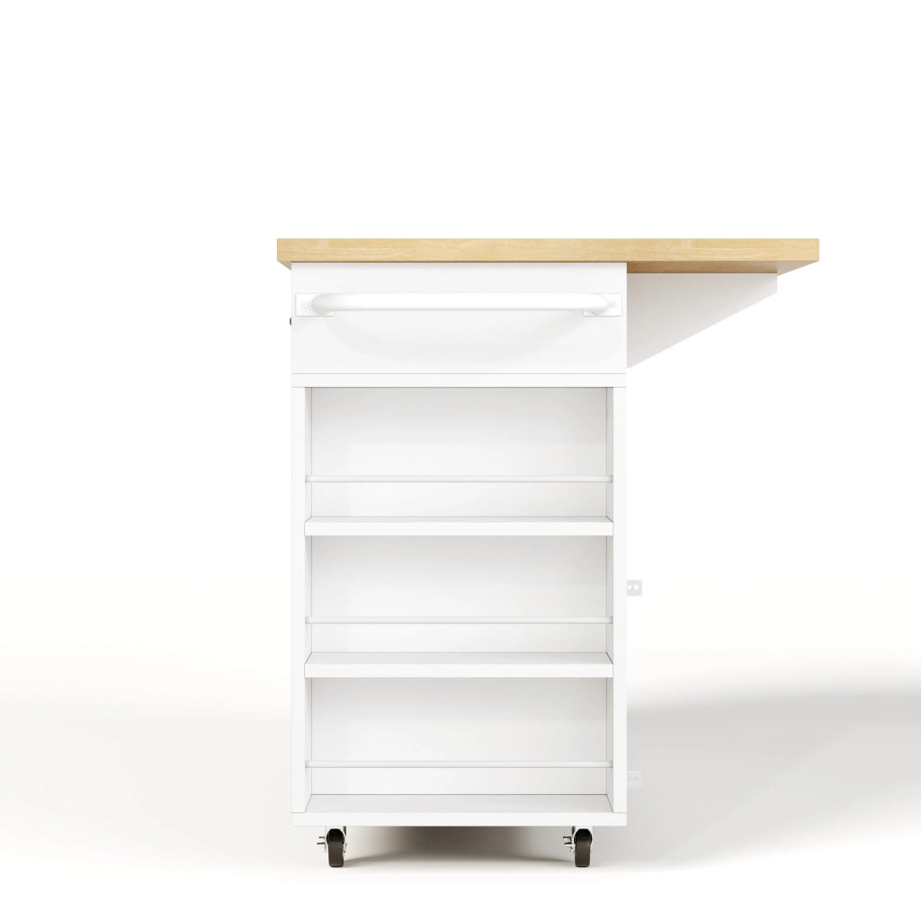 Isola da cucina con piano ribaltabile in MDF naturale e bianco