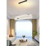 Trade Shop - Lampadario Led Sospeso Oro 50 W Ovale Con Cristalli 3 Colorazione Luce Lp-40-3c -