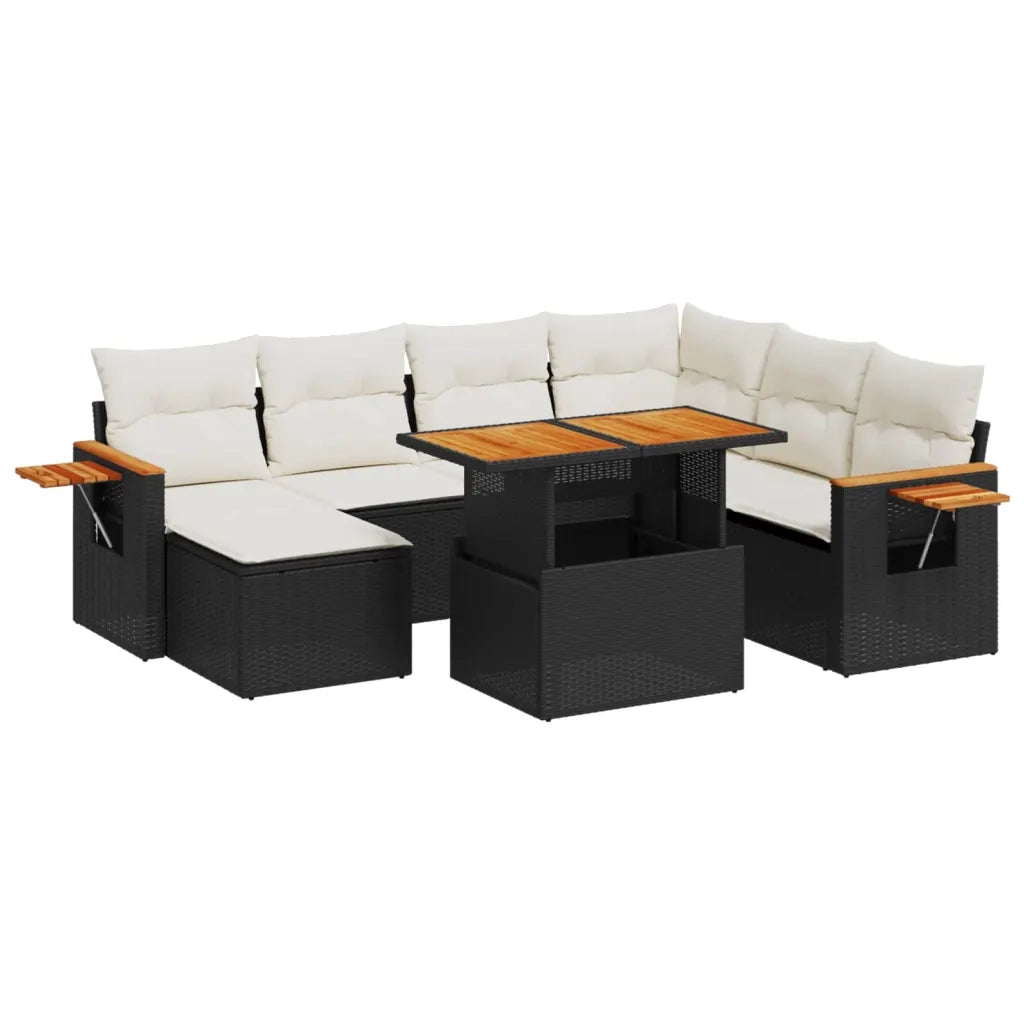 Set Divani da Giardino con Cuscini 8 pz Nero in Polyrattan 3273632