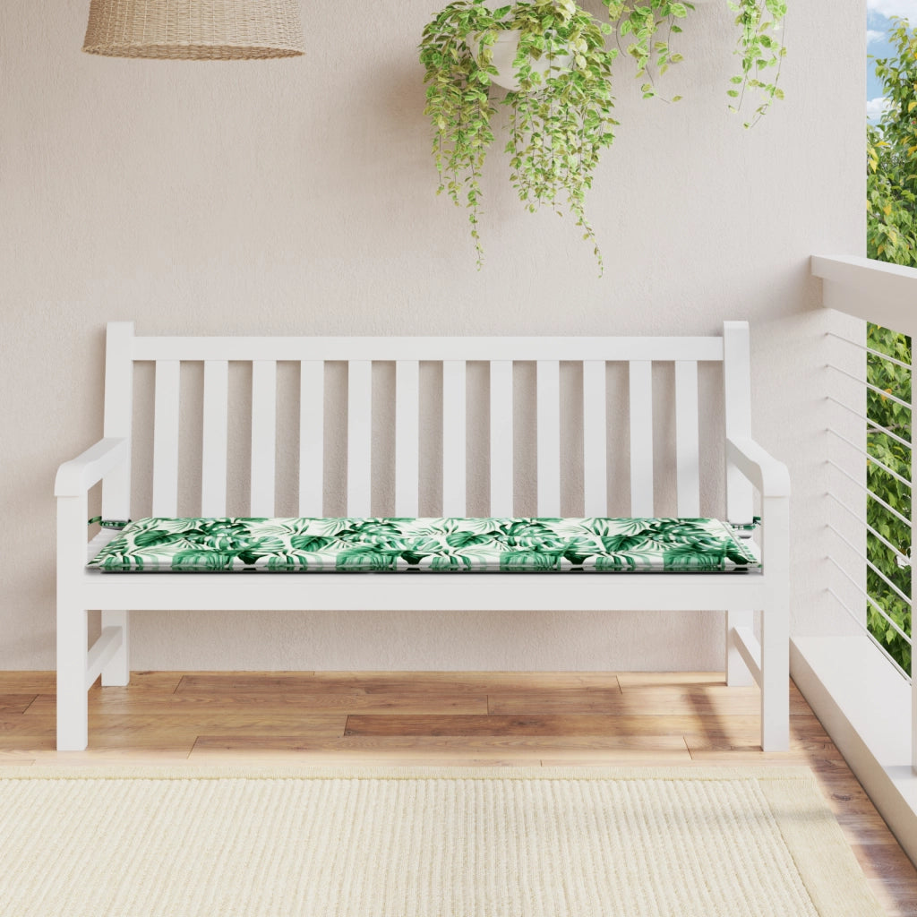 Cuscino da Panchina da Giardino con Motivo a Foglia 200x50x4 cm Tessuto Oxford