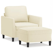 Poltrona | Sedia Relax con Poggiapiedi Crema 60 cm in Similpelle