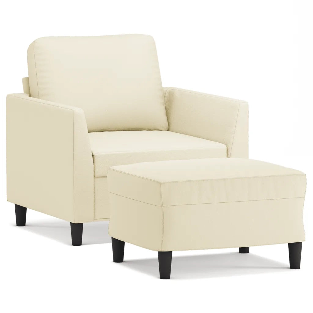 Poltrona | Sedia Relax con Poggiapiedi Crema 60 cm in Similpelle