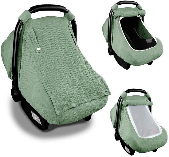 Autostoel per bambini, autostoel per bambini in cotone, autostoel per bambini unisex con finestra respirante, ombrello per auto per bambini leggero - verde
