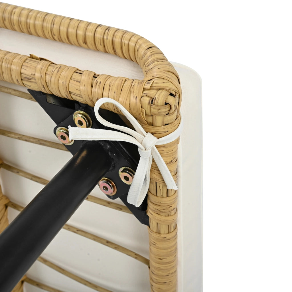 Tavolo; 2 Sedie e 2 Sgabelli da Giardino; Mobili per Esterno in Rattan e Tessuto; Bianco e Naturale