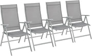 SONGMICS Sedie da Giardino, Set di 4 Sedie Pieghevoli, per Esterno, con Struttura in Metallo, Schienale Regolabile in 8 Posizioni, Capacità di Carico fino a 150 kg, Grigio GCB30GY