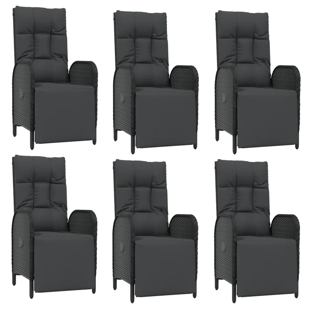 Set da Pranzo da Giardino 7 pz Nero con Cuscini in Polyrattan 3185063