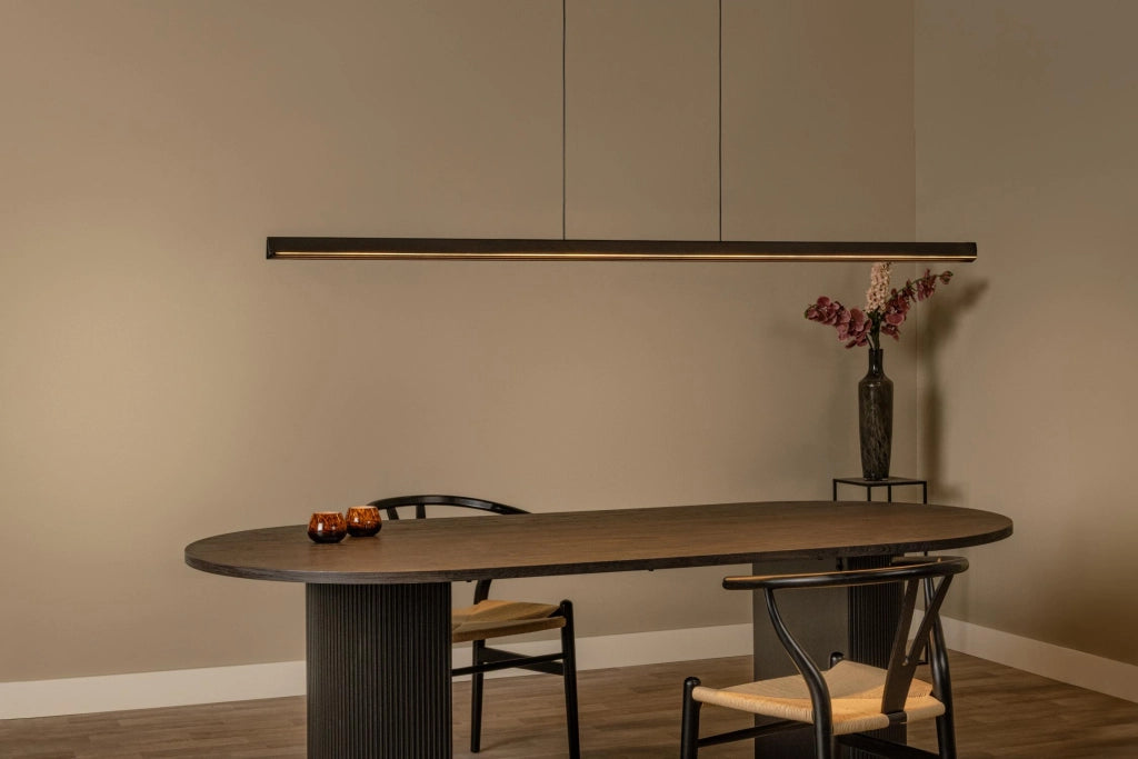 Lampada a sospensione LED FELSTED nera legno Lucide