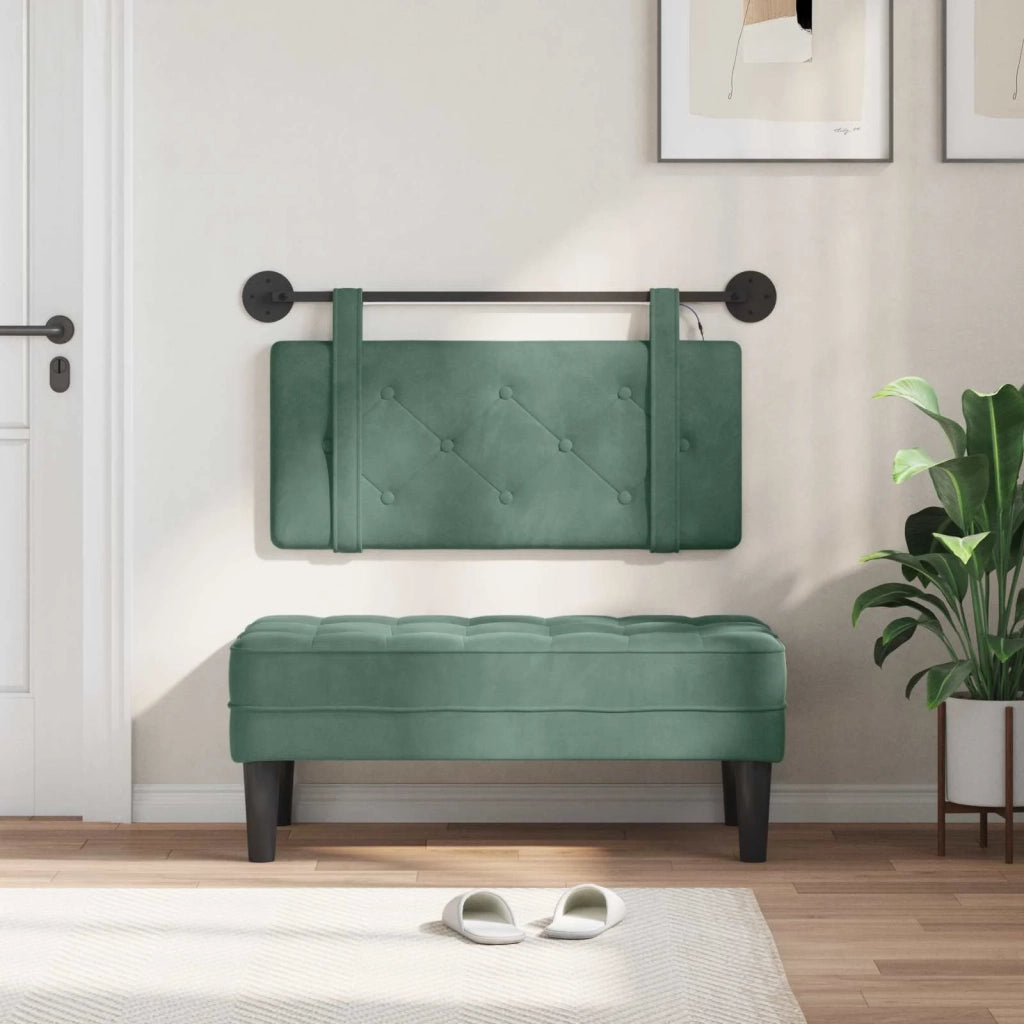 Testiera | Testata sospesa Con luce LED Verde Mare Velluto