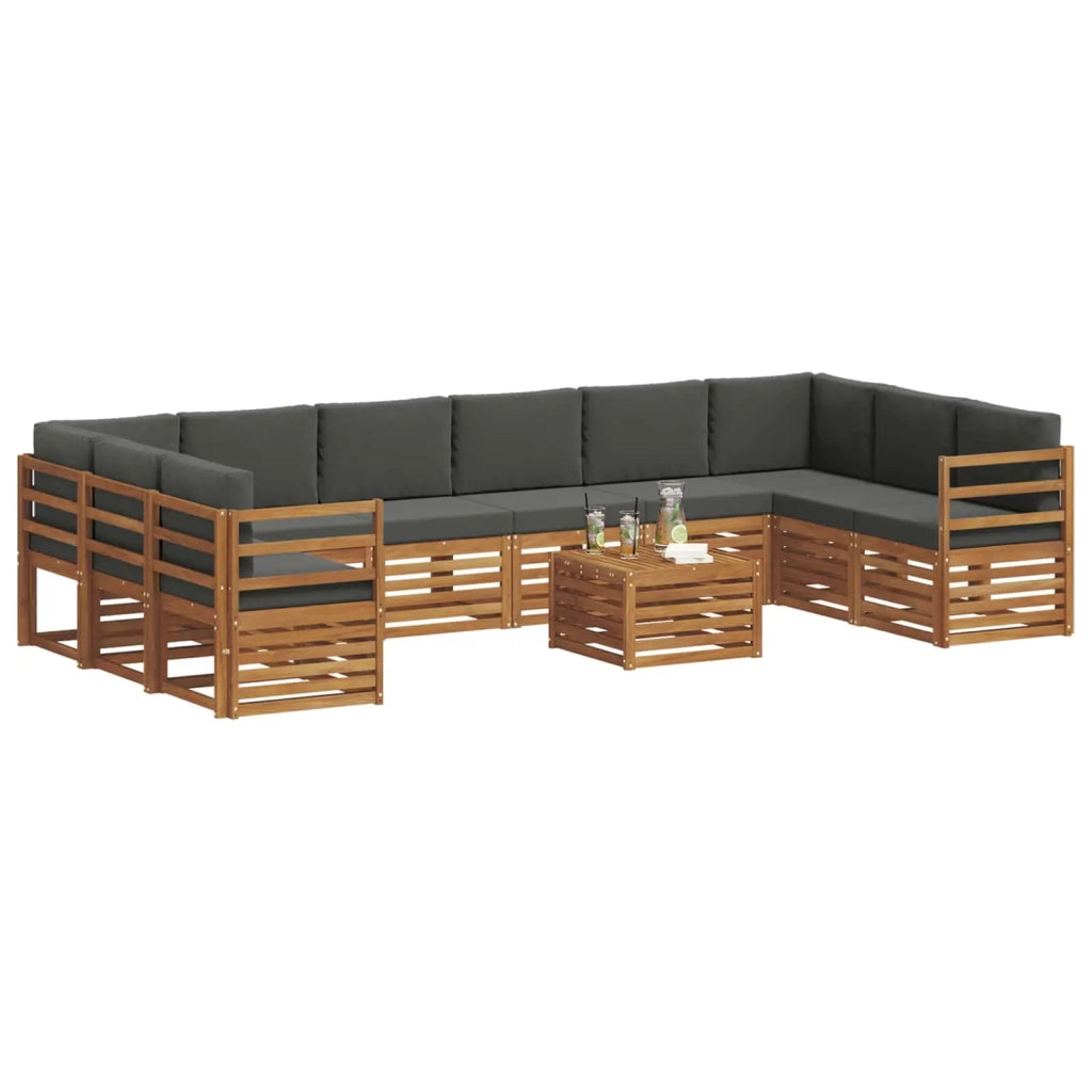 Set di divani da esterno 11 pcs Naturale e Antracite