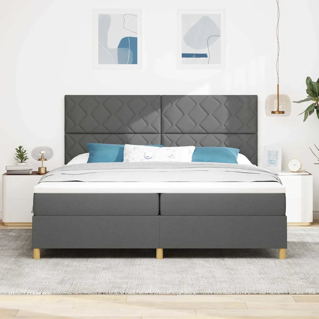 Letto a molle con materasso Grigio scuro 200 x 200 cm Tessuto 3339722