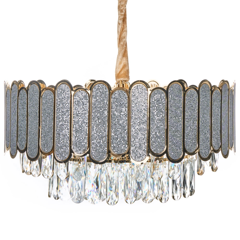Lampadario in ottone e cristalli di vetro ⌀ 46 cm Lampada a sospensione stile glamour