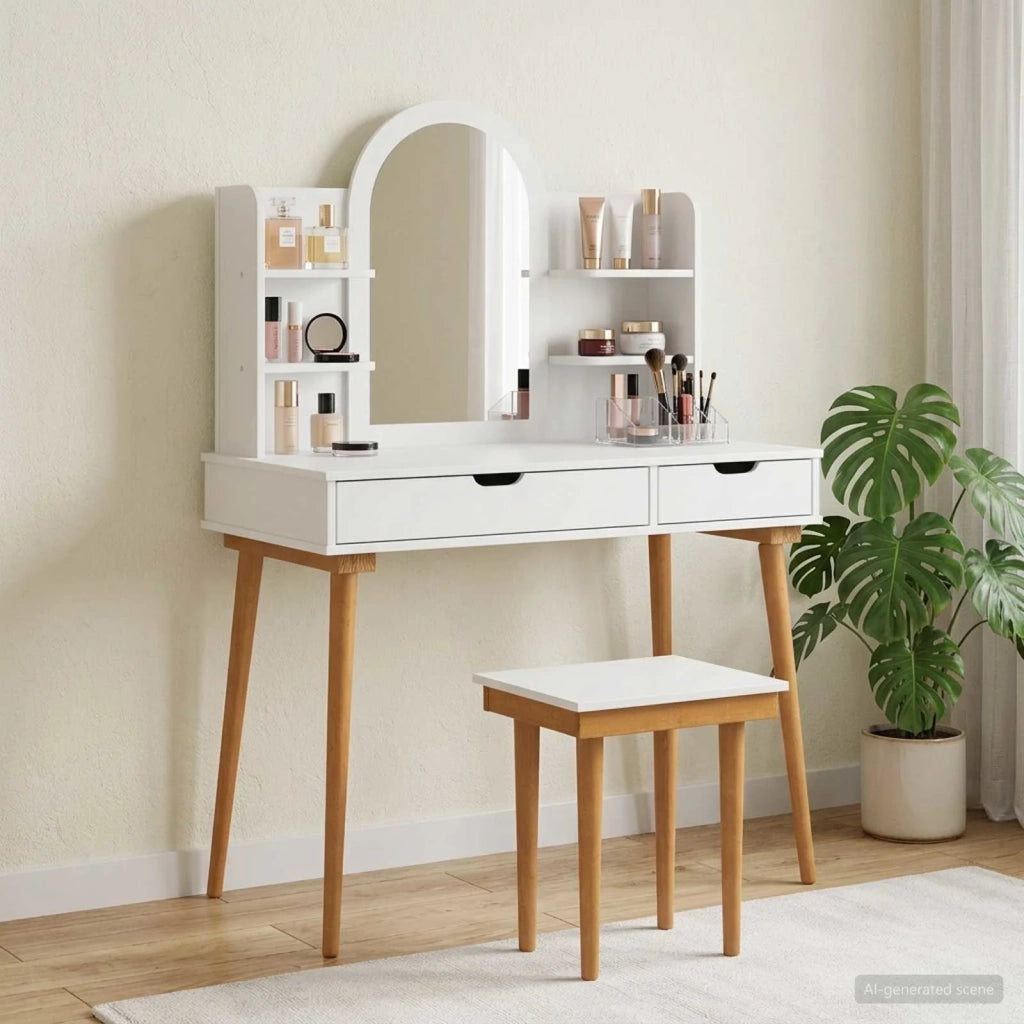 Set Tavolo da Trucco FAUSKE 5 pcs Bianco 100 x 50 x 143 cm 3438598