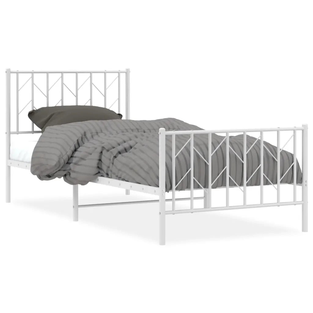 Giroletto con Testiera e Pediera Metallo Bianco 90x200 cmcod mxl 133894